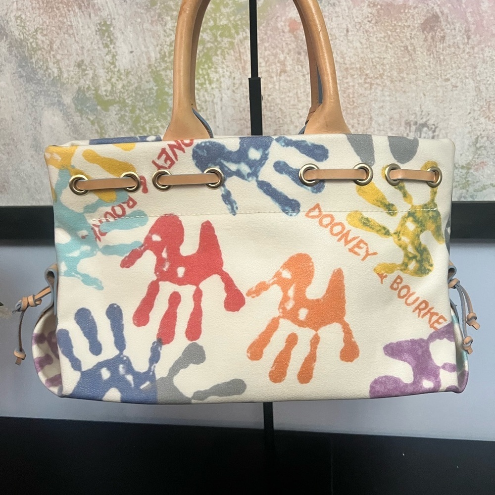 Dooney & Bourke Colorful Handprint Canvas Tote - Picture 3 of 13